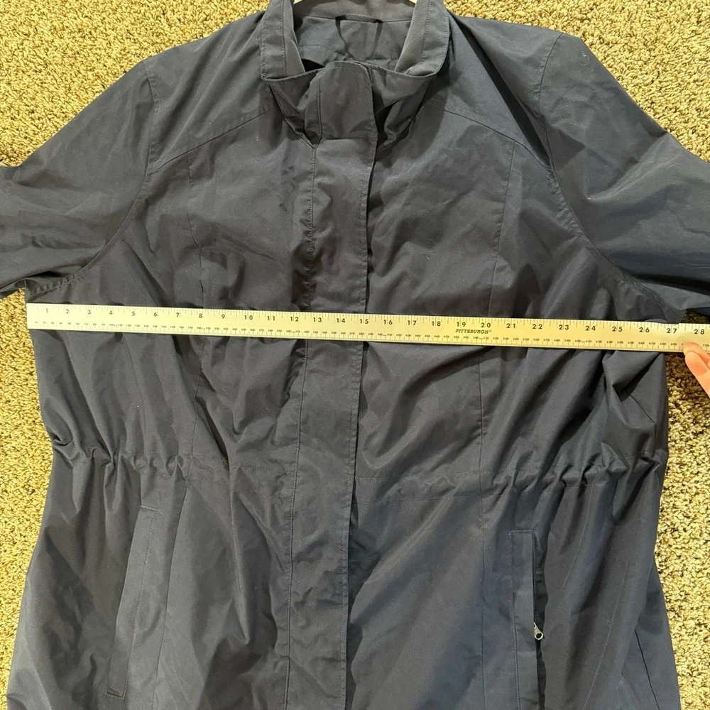 Lands End Navy Long Jacket Women’s XL American Airlines Oeko-Tex Lined Zip *Read